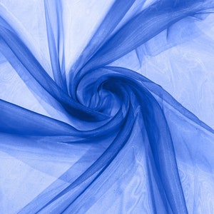 100% Polyester Soft Light Weight, Sheer, See Through Crystal Organza Fabric. 58/60&quot; Wide, Sold By The Yard - Royal Blue