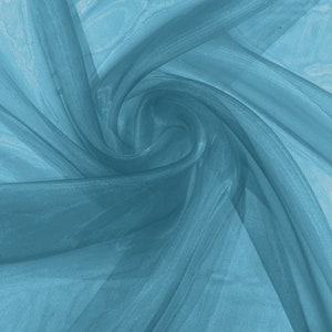 100% Polyester Soft Light Weight, Sheer, See Through Crystal Organza Fabric. 58/60&quot; Wide, Sold By The Yard - Teal Blue