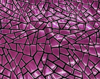 Broken Glass Sequin Design/Geometric/ On Black Stretch Velvet Fabric Sold By The Yard - Dusty Pink.