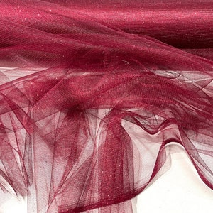 Sparkle tulle glitter fabric shimmer/ tulle glitter for dresses/ mesh glitter fabric/ costume fabric/ wholesale. BURGUNDY