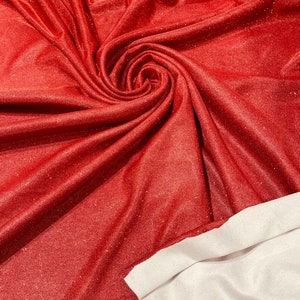 Stretch glitter shimmer 58” wide-Glimmer-Sparkling Fabric-Prom-Nightgown-Sold by the yard - Red.