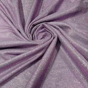 Stretch glitter shimmer 58” wide-Glimmer-Sparkling Fabric-Prom-Nightgown-Sold by the yard - Lilac.