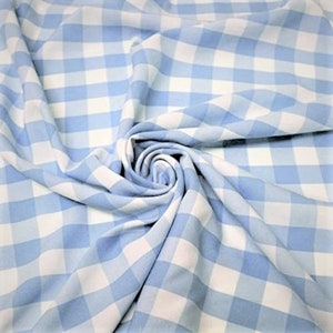 Light Blue - VIP TEXTILE INC, 58/59&quot; Wide 100% Polyester Poplin 1&quot; Square Gingham Checkered Fabric By The Yard
