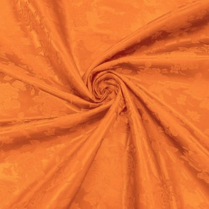 60&quot; Wide Polyester Big Roses/Flowers Brocade Jacquard Satin Fabric/Cosplay Costumes, Skirts, Table Linen/Sold By The Yard - Orange