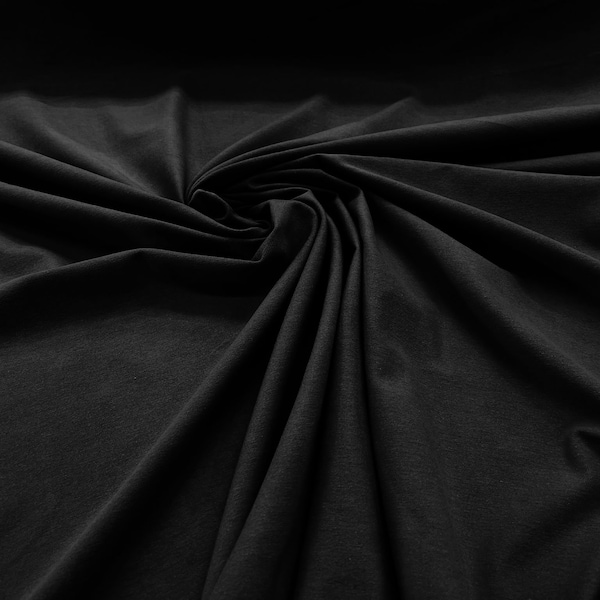 58/60" Wide  Cotton Jersey Spandex Knit Blend 95% Cotton 5 percent Spandex/Stretch Fabric/Costume - Black