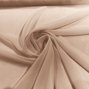100% Polyester Soft Light Weight, Sheer, See Through Chiffon Fabric. 58/60" Wide, Sold By The Yard - Sand
