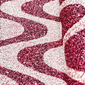 Sequins Flip Two Tone Floral Design on a Black Stretch Velvet, Sold by the Yard. Pink/Silver