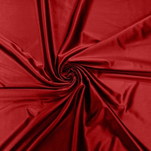 Heavy Shiny Satin Stretch Spandex Fabric/58 Inches Wide/Prom/Wedding/Cosplays - Dark Red