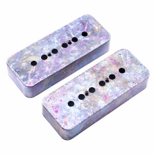 BESTonZON Unpolished Nickel P90 Soapbar Pickup Covers - 50mm Pole Spacing, Set For Neck & Bridge (Silver)