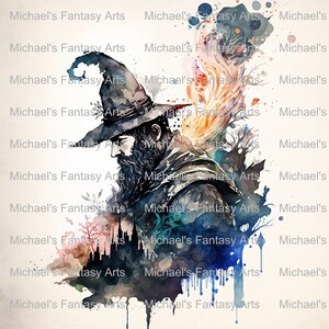 Watercolor Fantasy Wizard SVG PNG JPEG, Download Digital Files, Dark Souls Inspired, Use for Personal Digital Use, Print On Demand, and More