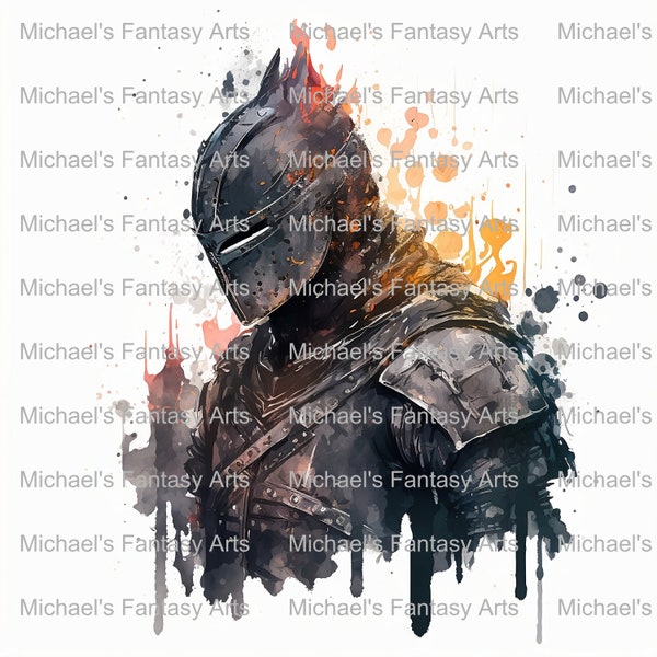 Watercolor Fantasy Knight SVG PNG JPEG, Download Digital Files, Dark Souls Inspired, Use for Personal Digital Use, Print On Demand, and More