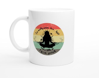 Soy principalmente Paz, Amor, Luz y un poco de "F@#% ti mismo", taza de café y té de cerámica blanca de 11 oz