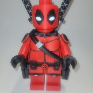 3D Printed Brick Built Deadpool Superhero 8" Tall
