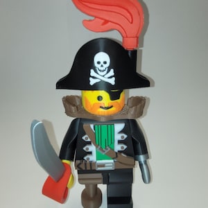 3D Printed Brick Built Pirate Captain RedBeard 9&quot; Tall