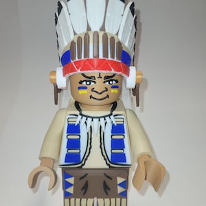 3D Printed Brick Built American Indian 9&quot; Tall