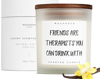 Friendship Gift for Women Men, Luxury Vanilla Candle Pure Soy 220g