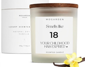 18th Birthday Gift Girl, 18th Birthday Gift Boy, Luxury Scented Vanilla Candle 220gr