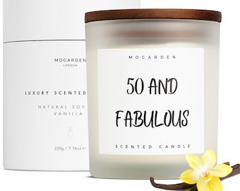 50th Birthday Gifts for Women Men, 50th Birthday Candle Gift, Luxury Vanilla Candle 220g