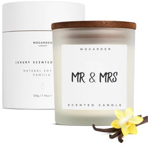 Wedding Gifts for the Couple, Wedding Candle Gift, Engagement Gifts, Mr and Mrs Gifts, Luxury Scented Vanilla Candle 220g