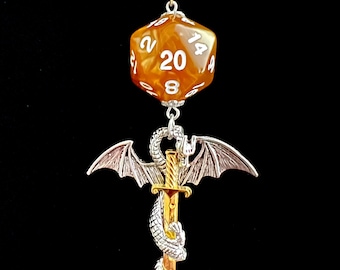 D20 Dice Gold Plated Necklace | D&D Dice Pendant Necklace | Dungeons and Dragons Necklace | Gold Chain Necklace