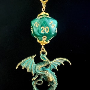 D20 Dice Gold Plated Necklace | D&D Dice Pendant Necklace | Dungeons and Dragons Necklace | Gold Plated Chain Necklace