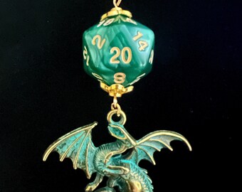 D20 Dice Gold Plated Necklace | D&D Dice Pendant Necklace | Dungeons and Dragons Necklace | Gold Plated Chain Necklace