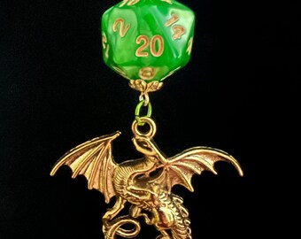 D20 Dice Gold Plated Necklace | D&D Dice Pendant Necklace | Dungeons and Dragons Necklace | Gold Chain Necklace