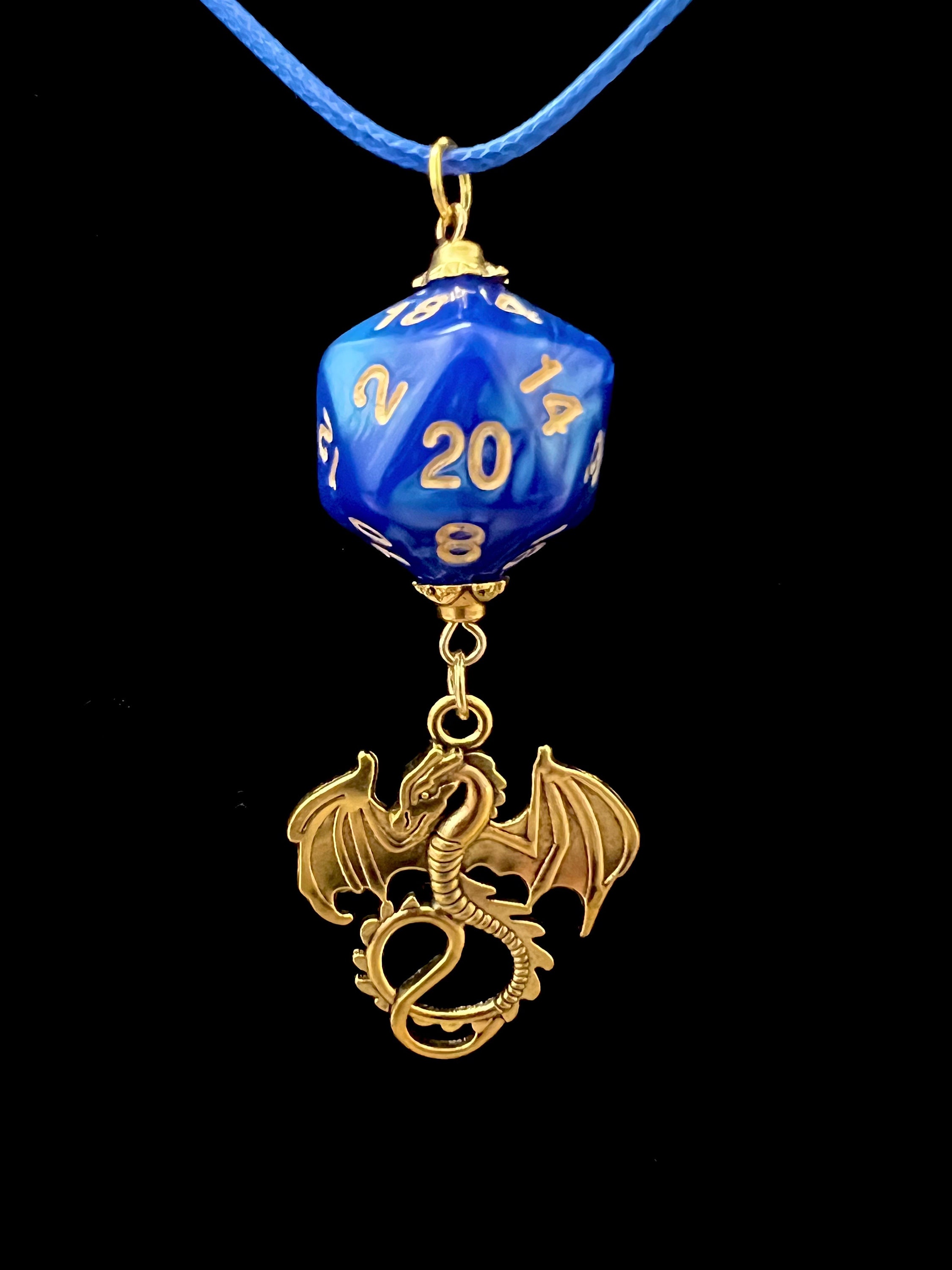 D20 Necklace – Mystical Blue – Handmade – Good Look Gamer