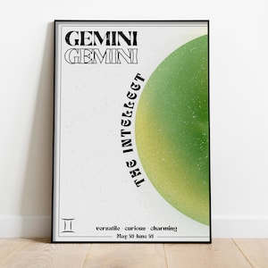 Gemini Wall Art Zodiac Poster Printable, Gemini Wall Art, Astrology Art, Gemini Aura, Zodiac Art, Gemini Gift, Wall Art, DIGITAL DOWNLOAD