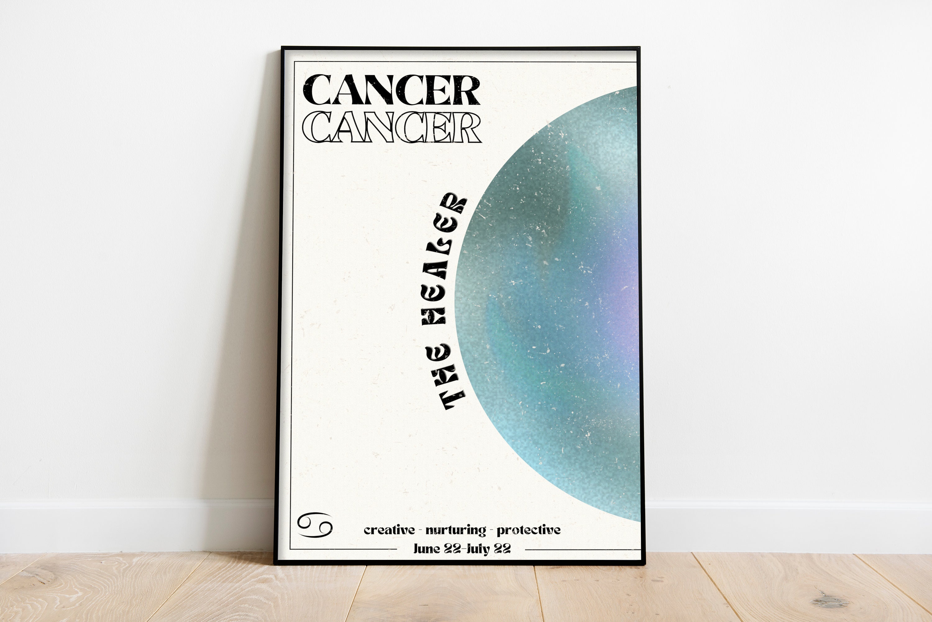 Cancer Wall Art Zodiac Poster Printable, Cancer Wall Art, Astrology Art