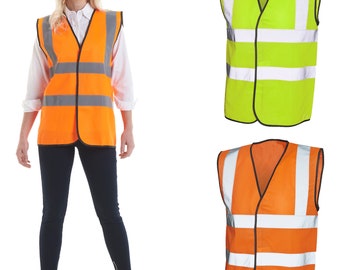 Mens Hi-Vis Sleeveless Vest Waistcoat Adults High Visibility Waistcoat Work Wear Jacket Vest Top