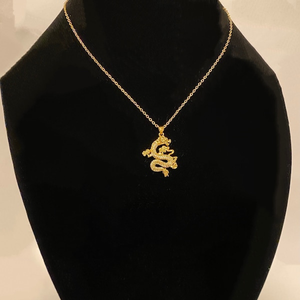 Gold, Chinese Dragon Necklace