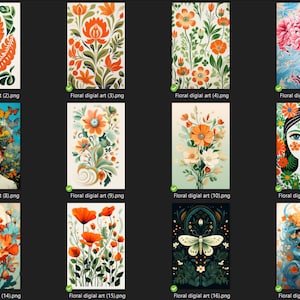 Elegant Floral Digital Art Collection - 60 PNG/SVG Images + Bonus Image