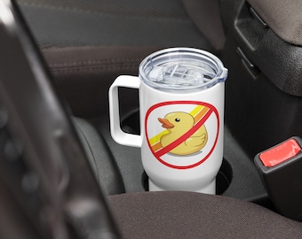 Toyota No Jeep Ducks travel mug with a handle