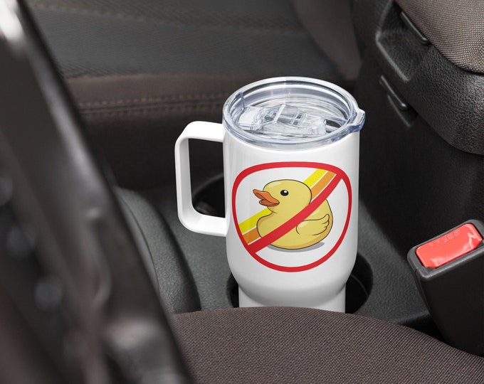 Toyota No Jeep Ducks travel mug with a handle