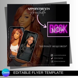 Hair Flyer, Makeup Flyer, Appointments Available, Social Media Flyer, Template, Canva Template, Instagram Flyer