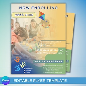 Daycare Flyer Template, Childcare Enrollment Flyer, Childcare Business Flyer
