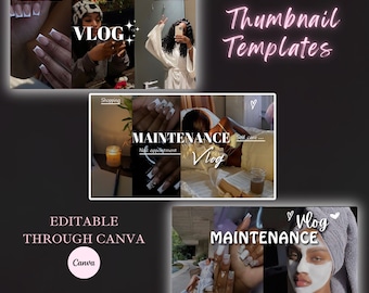 Modelli modificabili per miniature di vlog di YouTube, pacchetto Canva