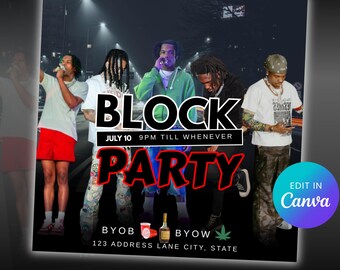 Block Party Flyer: Editable Canva Template (Digital Download)