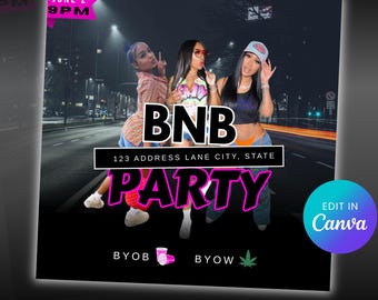 Kickback Party Flyer: Editable DJ Event Canva Template (Digital Download)