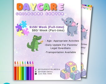 Editable Daycare Flyer Template: Childcare Enrollment (Canva PDF)