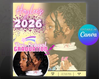 Preschool Graduation Photo Invitation: Class of 2026 (Digital Canva Template)