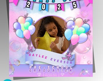 Preschool Graduation Invitation: Class of 2025, Photo Invite (Digital Canva Template)