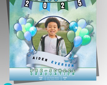 Preschool Graduation Invitation: Class of 2025, Photo Invite (Digital Canva Template)