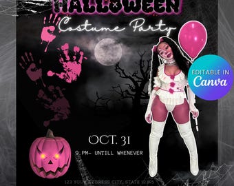 Halloween Party Flyer (Canva Editable Template Invite)