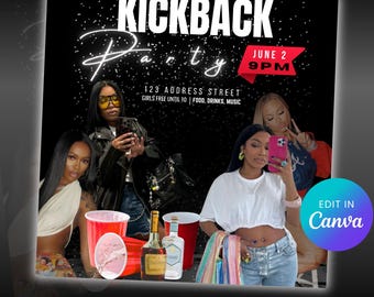 Kickback Party & Club Flyer | Editable Canva Template for DJ Events, Invites, Social Media