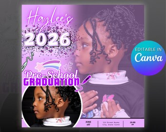 Preschool Graduation Invitation: Class of 2026, Photo Invite (Digital Canva Template)