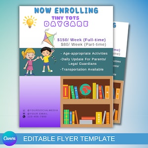 Daycare Flyer Template, Childcare Enrollment Flyer, Childcare Business Flyer