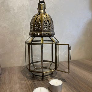 Moroccan Brass Lantern, Candle Holder, Ramadan Decor, Handmade Moroccan Lantern, Boho Home Decor, Tea Light Lantern image 5