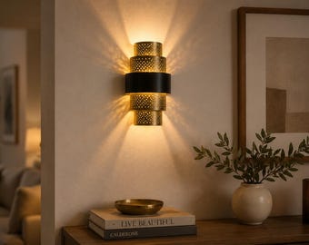 Marokkaanse messing wandlamp, handgemaakte wandlamp, boho wandlamp, Arabische decoratieve verlichting, moderne Marokkaanse lamp, wandlamp voor de slaapkamer